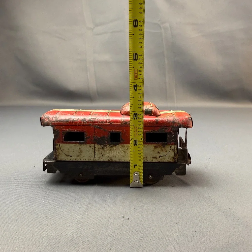Vintage Marx 20102 Tin Litho Caboose Red NYC‎ Scale MCM Train Car Antique